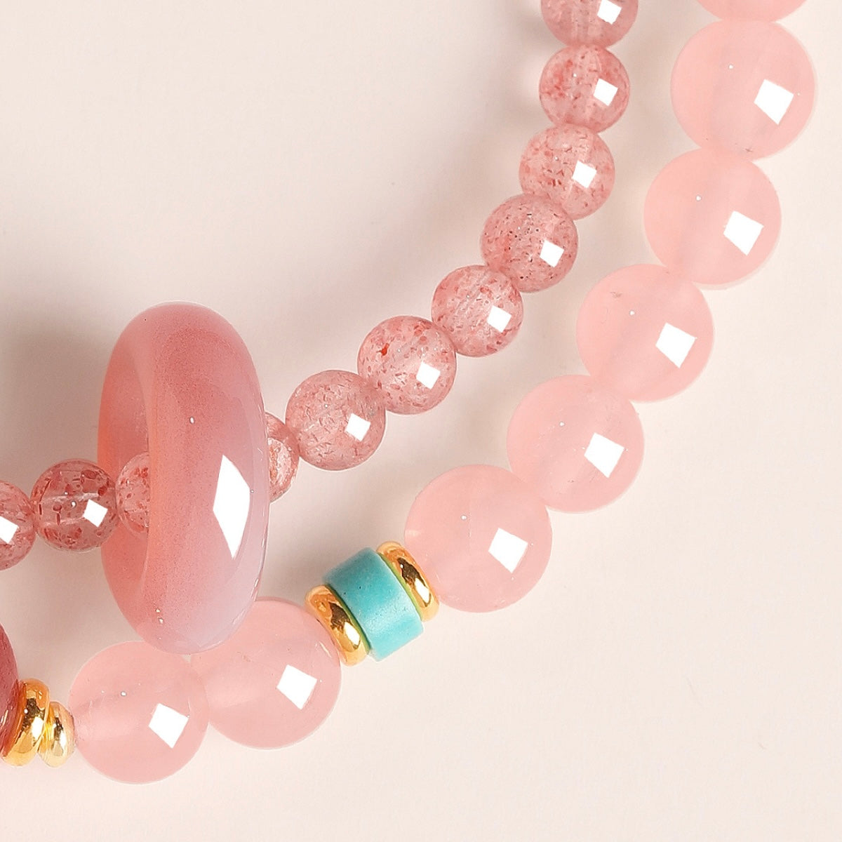 Natural Strawberry Quartz Crystal Fortune Bracelet – Attracts Romance