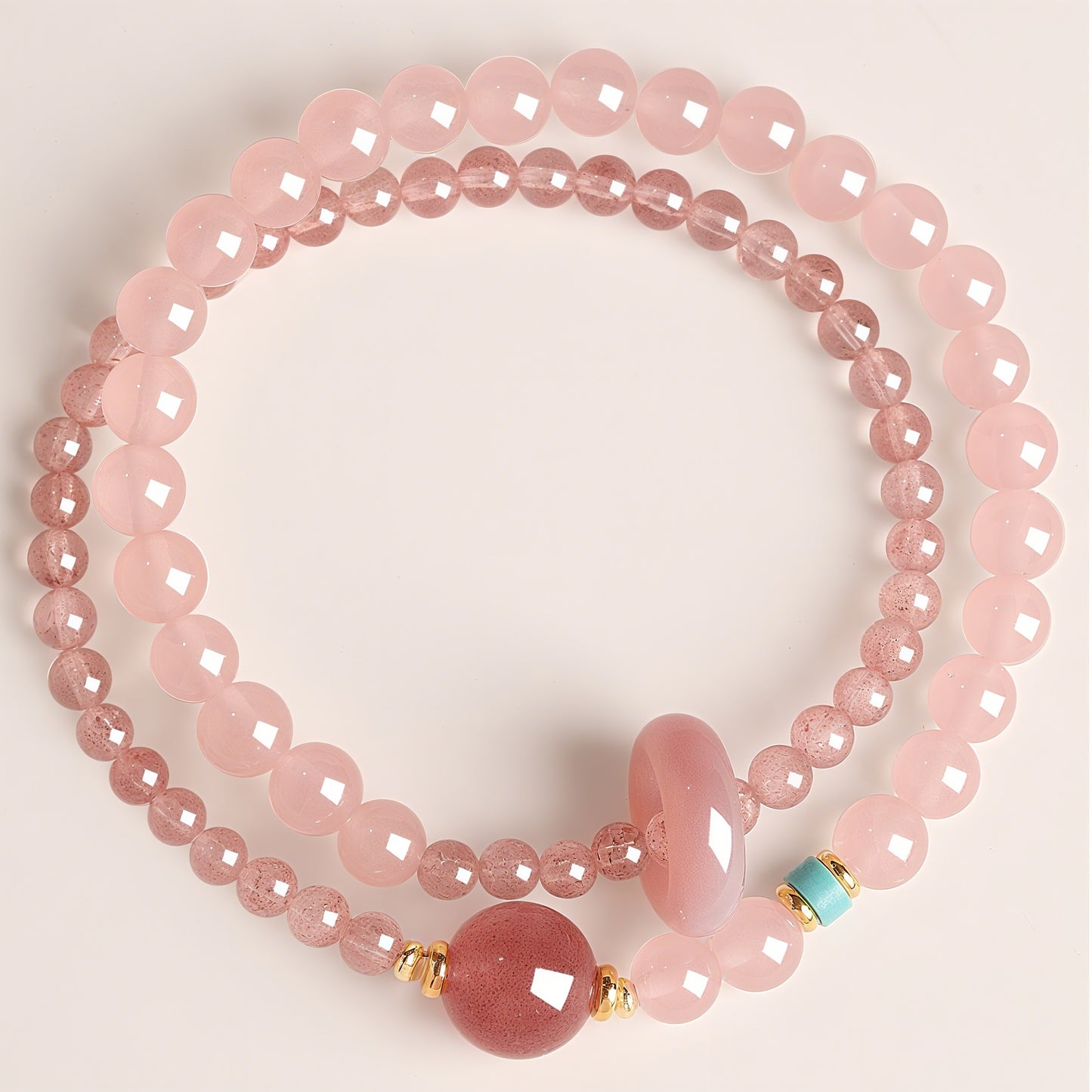 Natural Strawberry Quartz Crystal Fortune Bracelet – Attracts Romance