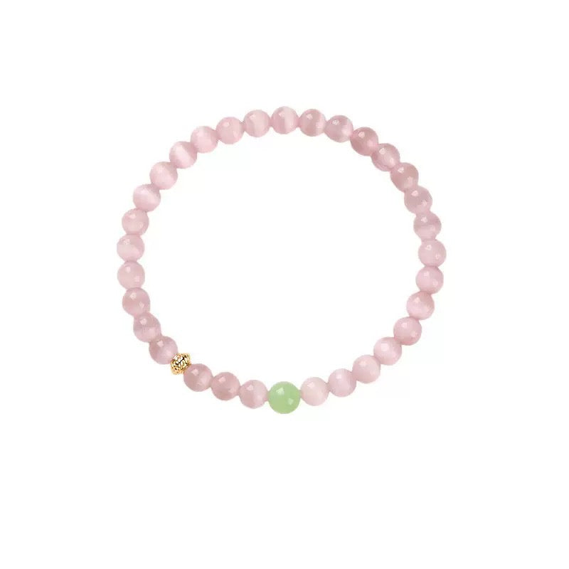 6mm Pink Cat's Eye Stone Bracelet