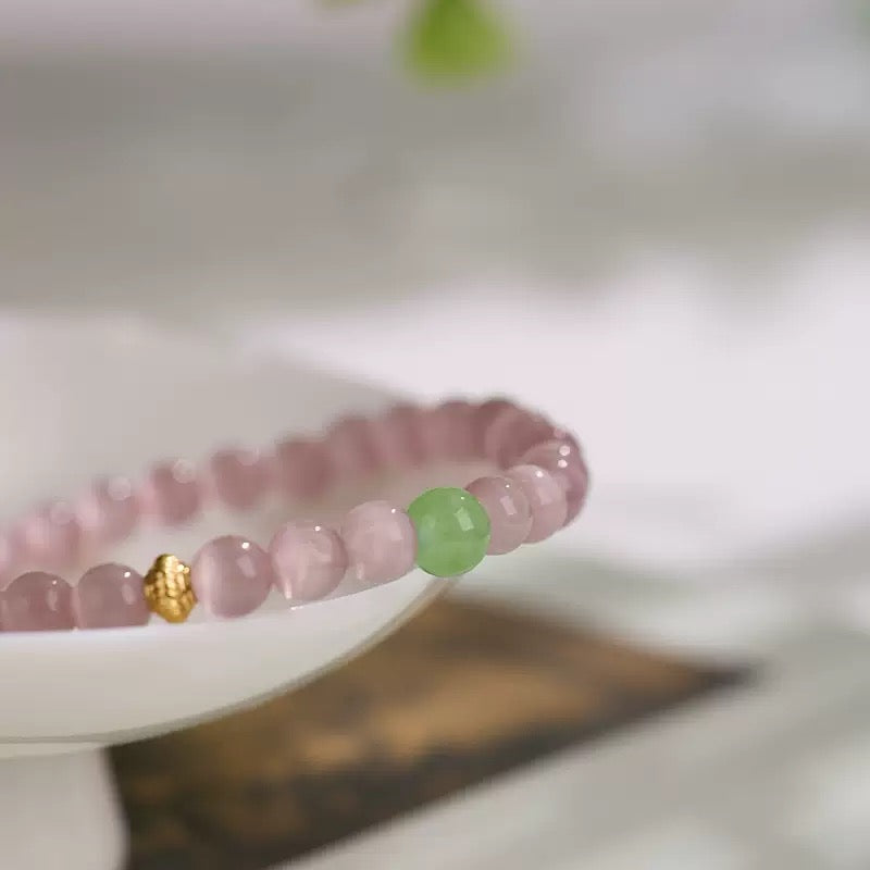 6mm Pink Cat's Eye Stone Bracelet