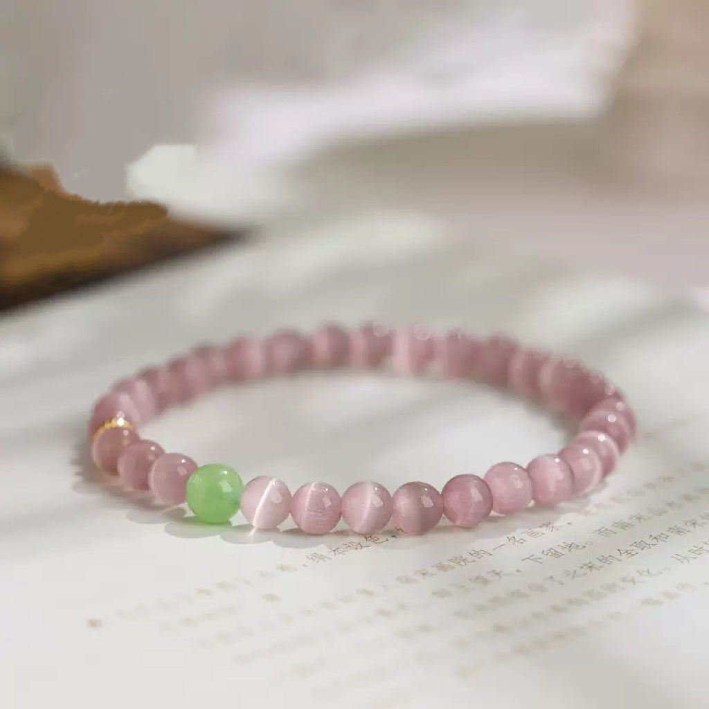 6mm Pink Cat's Eye Stone Bracelet