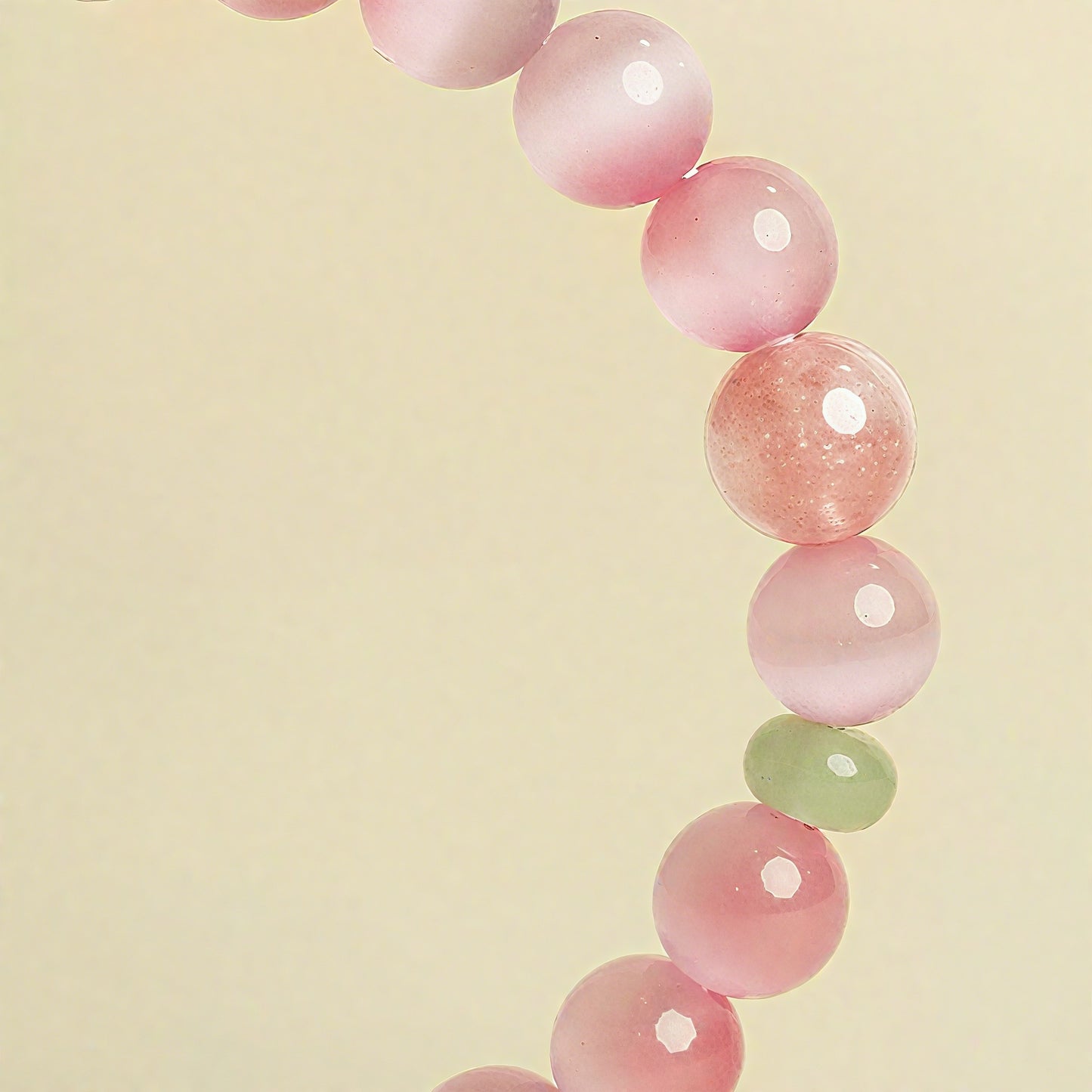 Pink Cat's Eye Stone Crystal Bracelet