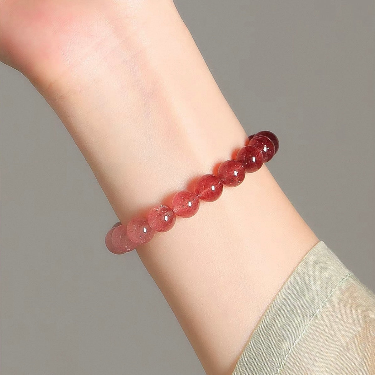 Strawberry Crystal Rose Quartz Bracelet