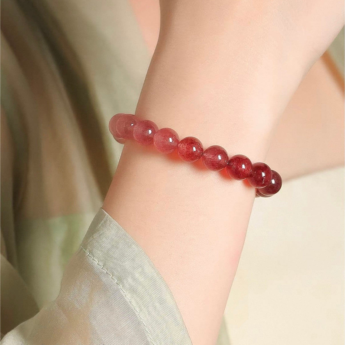 Strawberry Crystal Rose Quartz Bracelet