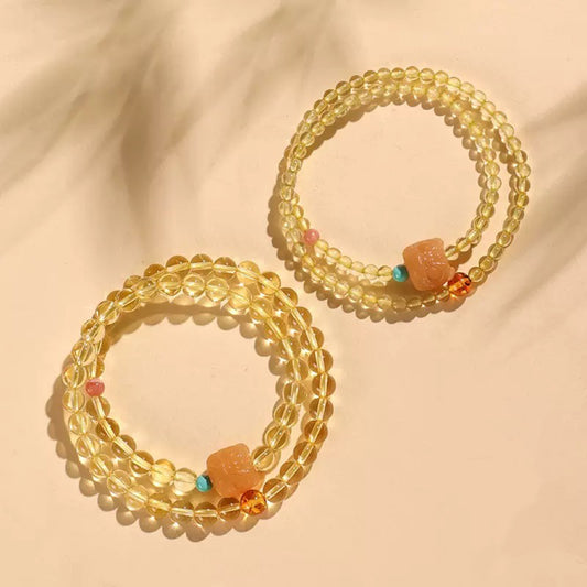 6mm Natural Yellow Quartz Bracelet