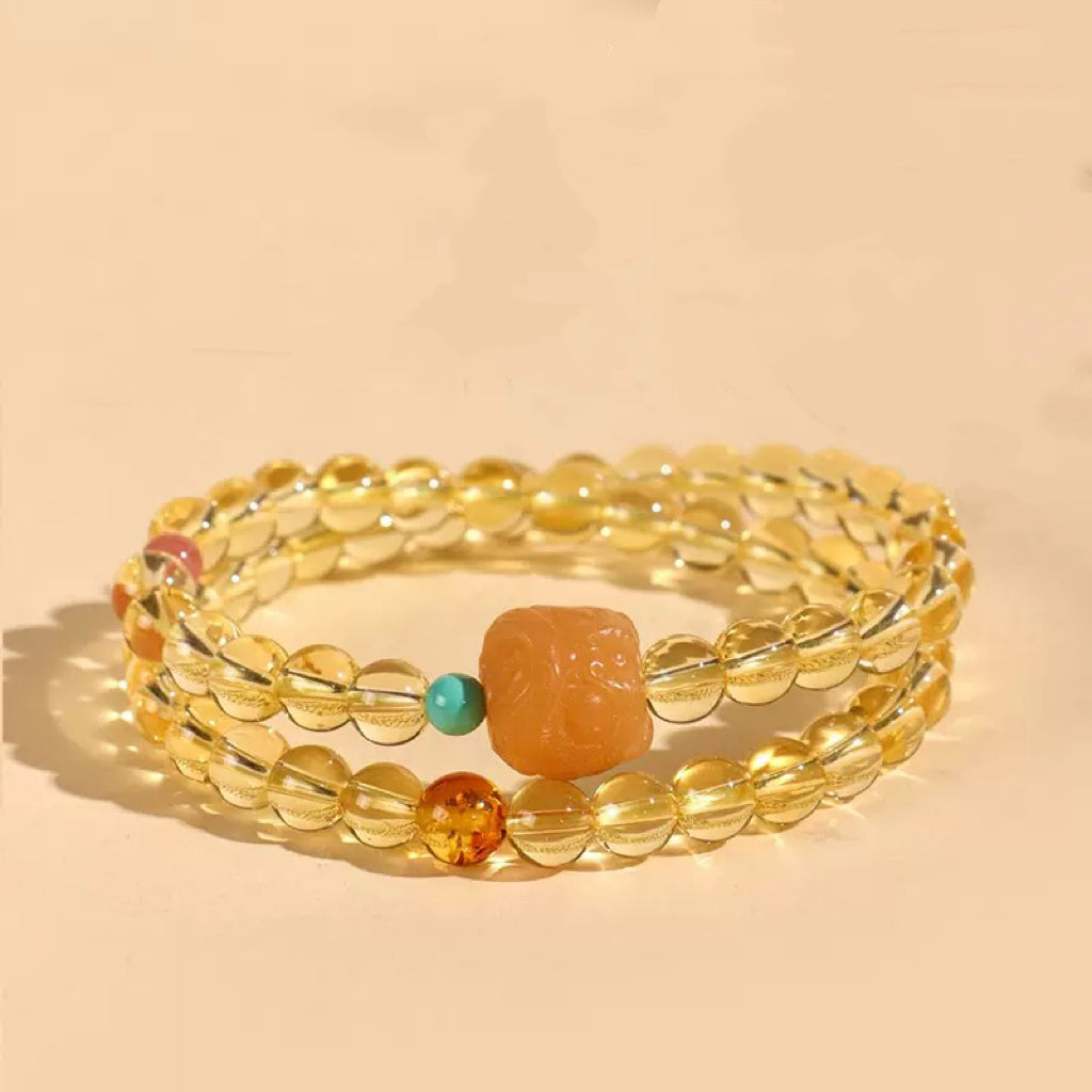 6mm Natural Yellow Quartz Bracelet