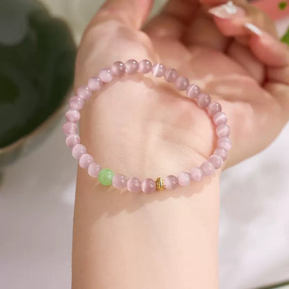 6mm Pink Cat's Eye Stone Bracelet
