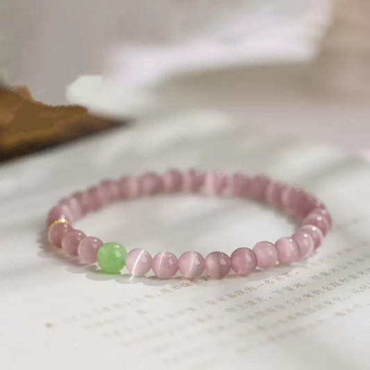 6mm Pink Cat's Eye Stone Bracelet
