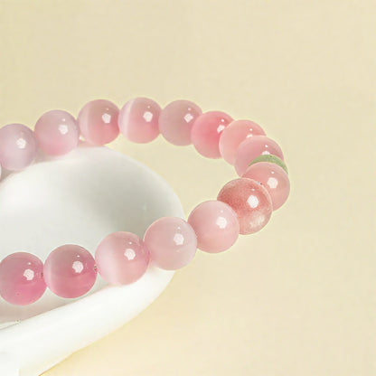Pink Cat's Eye Stone Crystal Bracelet