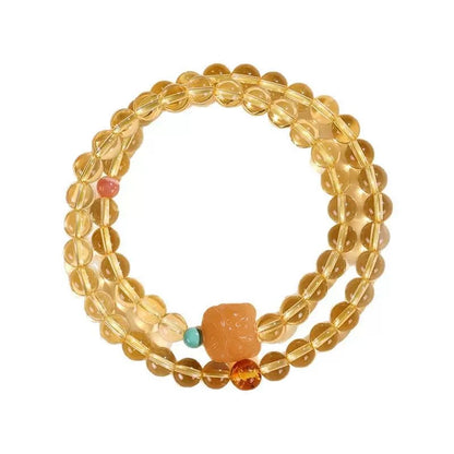 6mm Natural Yellow Quartz Bracelet