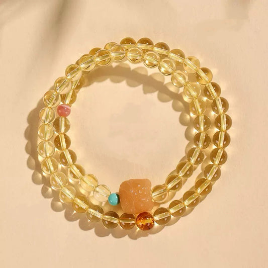 6mm Natural Yellow Quartz Bracelet