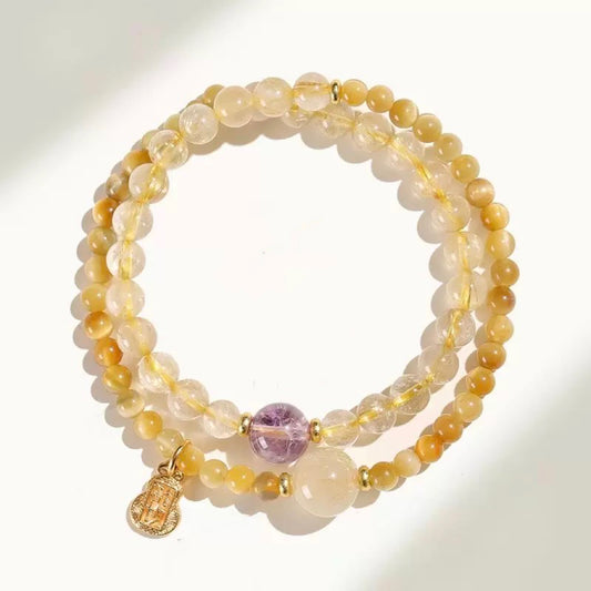 Natural Stone Double Circle Bracelet – Attracting Wealth